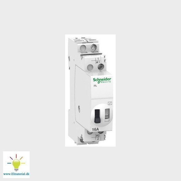 Acti9 kiprel iTL 16A 1NO 24VAC/12VDC til betjening af lys med impulstryk. Bredde 18mm