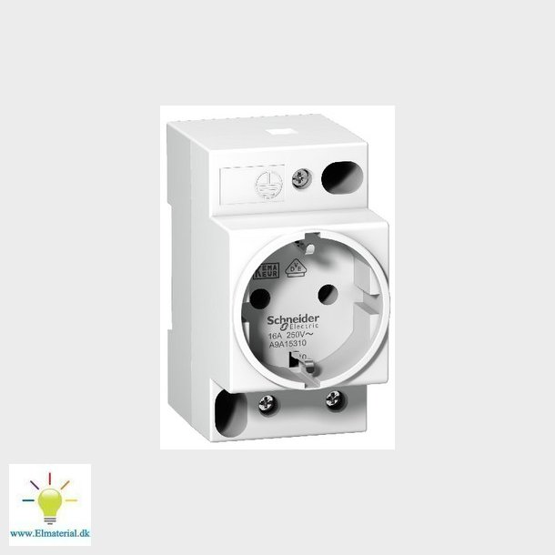 Acti9 modulstikkontakt iPC 16A PN med sidejord (tysk system) til montering p DIN-skinne. Bredde 45 
