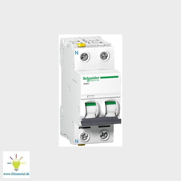 Acti9 iC60H 1P-N 6A Dobbelt terminal C-karakteristik 10/16kA 230V Bredde 36mm
