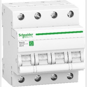 Resi9 Automatsikring MCB, 4P, 10A, 400V, C-karakteristik