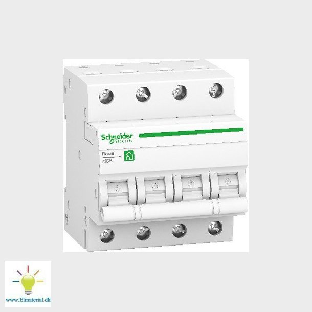 Resi9 Automatsikring MCB, 4P, 10A, 400V, C-karakteristik