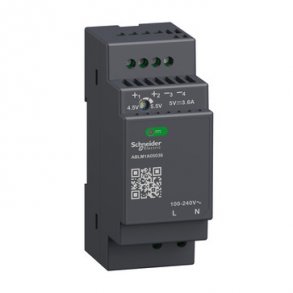 Modicon switchmode str�mforsyning modular til DIN-skinne med 5 VDC 18 W-3,6 A udgang og 100-240 VAC 