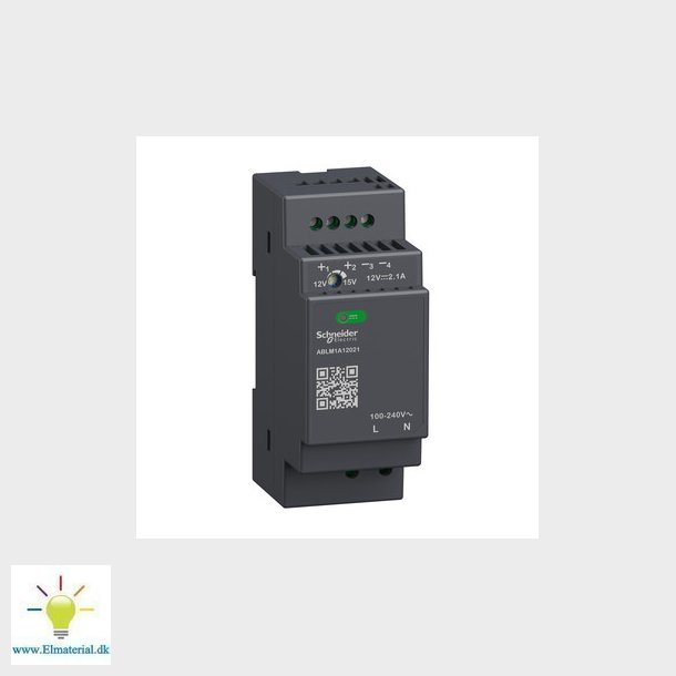 Modicon switchmode strmforsyning modular til DIN-skinne med 12 VDC 25 W-2,1 A udgang og 100-240 VAC