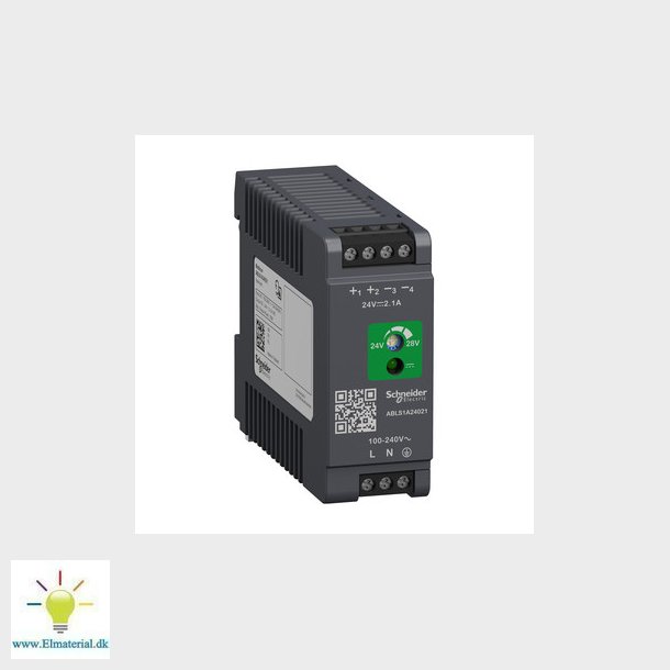 Modicon switchmode strmforsyning optimized til DIN-skinne med 24 VDC 50 W-2,1 A udgang og 100-240 V