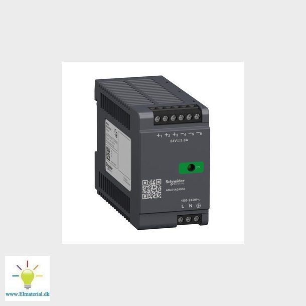 Modicon switchmode strmforsyning optimized til DIN-skinne med 24 VDC 91,2 W-3,8 A udgang og 100-240