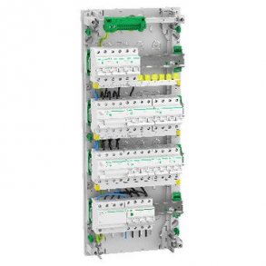 Frdigmonteret Resi9 CX gruppetavle: 4 rkker 13M m/2xHPFI 30mA 1xtransient 1xhovedafb 1xC16A 3PN 2x