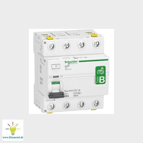 Fejlstrmsafbryder AC/DC RCCB HPFI 4P 40 A 30 mA type B specielt designet til EV-Electrical Vehicle 