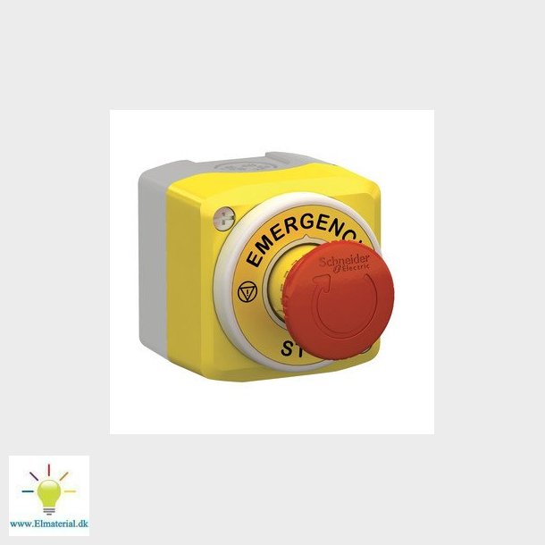 Ndstopkasse komplet opmrket med IEC symboler, 40 mm ndstop og LED med 2 farver (rd/hvid) 2xNC +