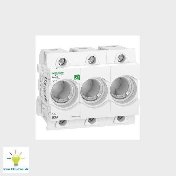 Resi9 Neozed D02 3P 63A sikringsholder til DIN-skinne uden skruehoved R9J02063