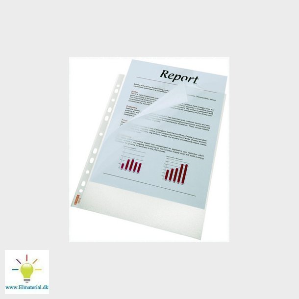 Plastlomme Esselte A4 0,075mm ben top/ven prget 100stk/pak