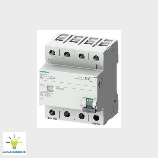 HPFI 4-polet Type B 63A 30 mA 400VAC korttidsforsinket