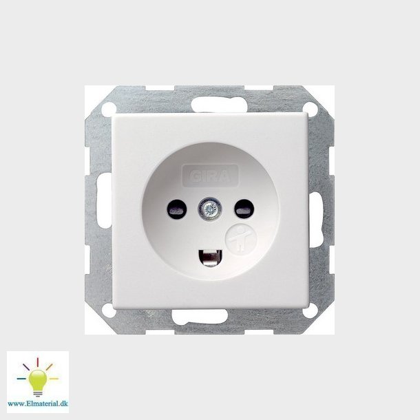 Stikkontakt dansk System 55 hvid blank