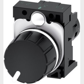 Potentiometer, Kompakt, 22 mm, rund, plastik, sort, 10K ohms, med holder, skrueklemme