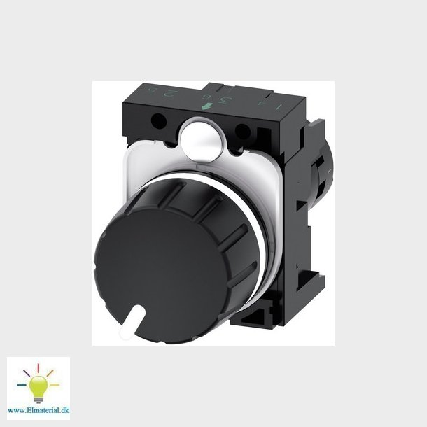 Potentiometer, Kompakt, 22 mm, rund, plastik, sort, 10K ohms, med holder, skrueklemme