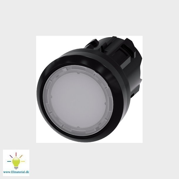 Lystrykknap, 22 mm, rund, plastik, hvid, flad