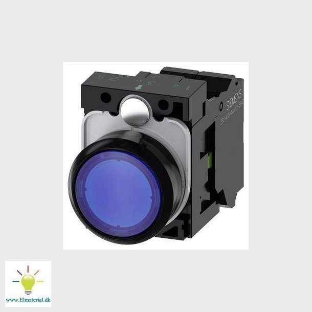 Lystrykknap bl, Trykknap, flad, med holder, 1 NO, LED modul med integreret LED 24 V AC/DC, fjeder