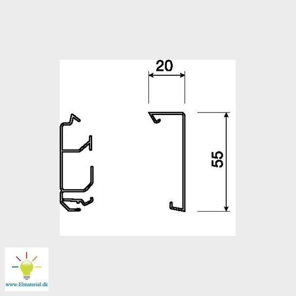 Fodlistekanal lg SL 55mm 9010