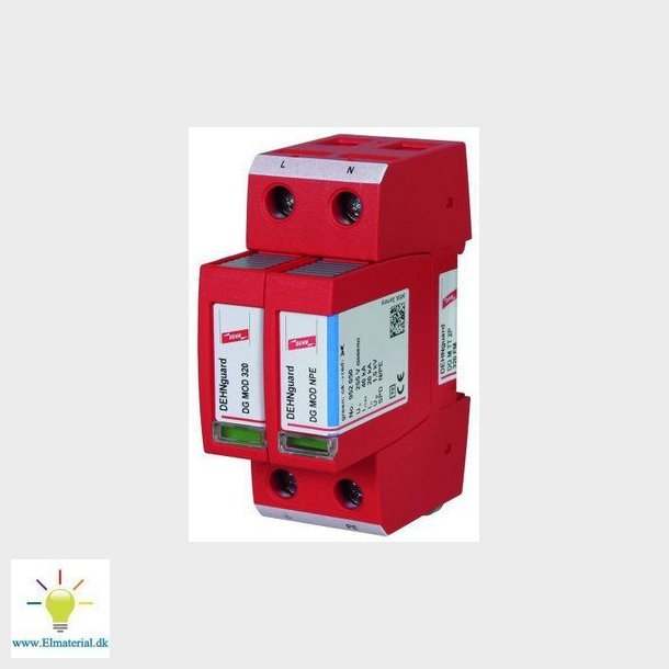 Komplet enhed bestende af basisdel og stikbare beskyttelsesmoduler DEHNguard M TT 2P 275 FM