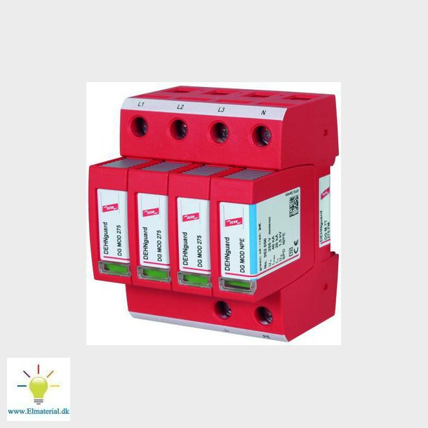 Komplet enhed bestende af basisdel og stikbare beskyttelsesmoduler DEHNguard M TT 275 FM