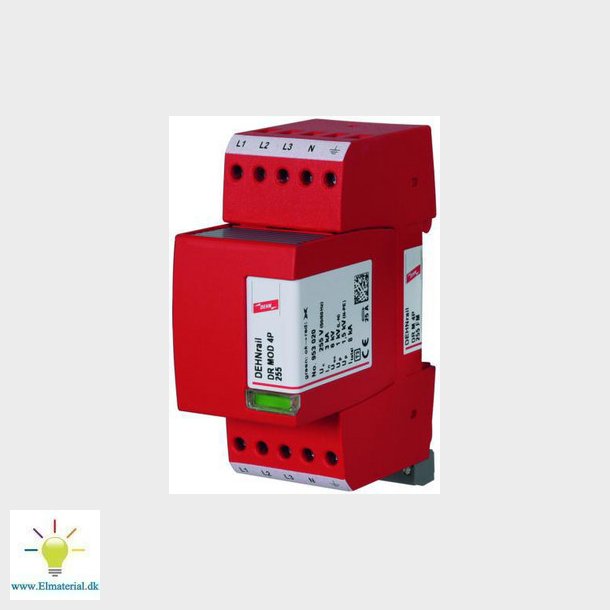 4-polet overspndingsafleder bestende af en basisdel og et stikbart beskyttelsesmodul DEHNrail M 4P