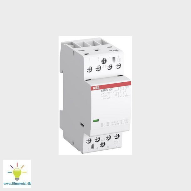 Installationskontaktor 4-polet 4NO, AC-1 25A ved 55 grader, 400V AC, styrespnding 24V AC/DC