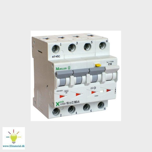 Kombiafbryder 10A 3P+N C 30mA 4M 6KA (HPFI type A))