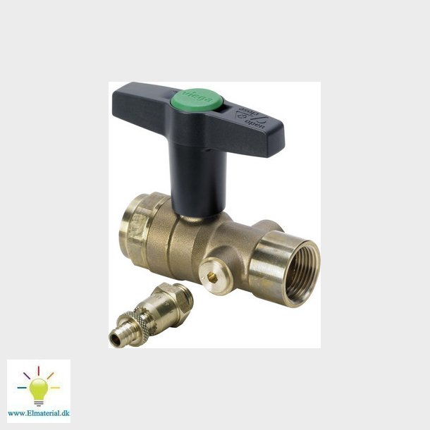 Easytop kuglehane muffe/muffe 1" med aftap rdgods