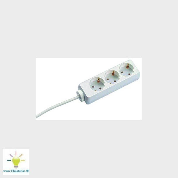 SELLY 3-stikdse CEE7/3, hvid, 1,5 m kabel og Schukostik