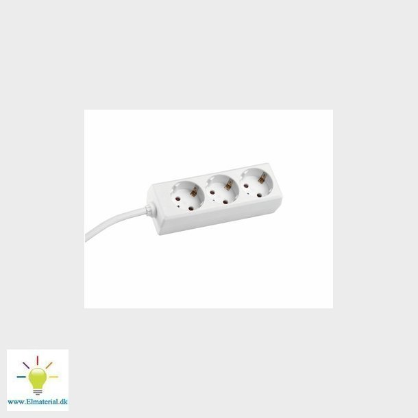 SELLY 3-stikdse CEE7/3, hvid, 3 m kabel og Schukostik