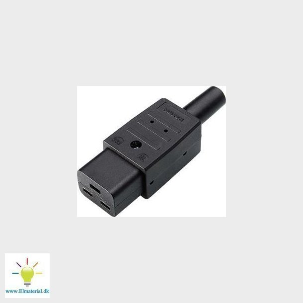 Apparatstik hun C19 16A/250V sort