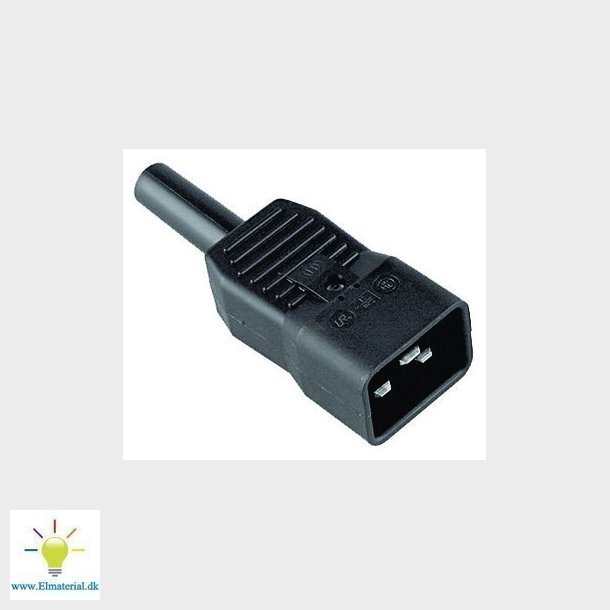 Apparatstik han C20 16A/250V sort