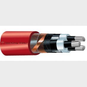 Mellemsp�ndingskabel PEX-S-AL 3X150/25 r�d 12KV