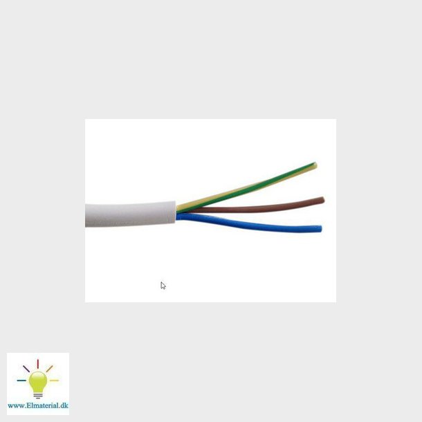 Plastkappeledning halogenfri 3G0,75 hvid R100