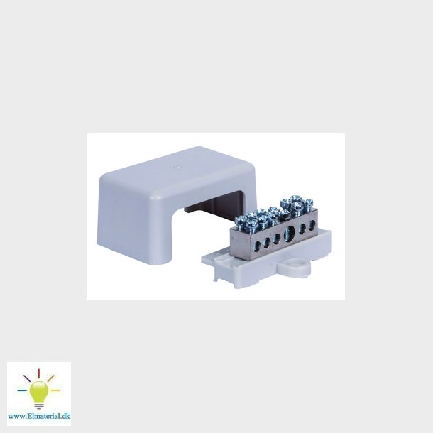 Potentialutj&auml;mningsskena med bas och lock 1x 6-25mm2 / 5x1,5- 6 mm2