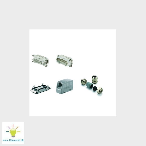 Komplet HE16 stik metal for chassismontage, 1802400000