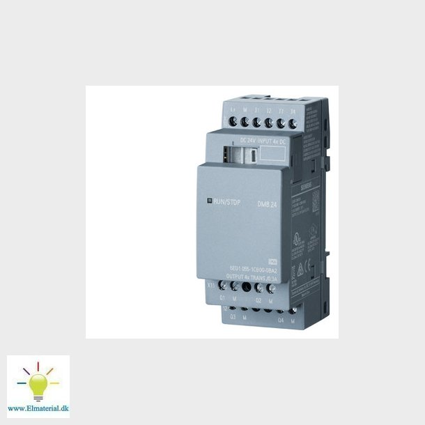 LOGO! DM8 24 udvidelsesmodul, PS/I/O: 24V/24V/trans., 4 DI/4 DO