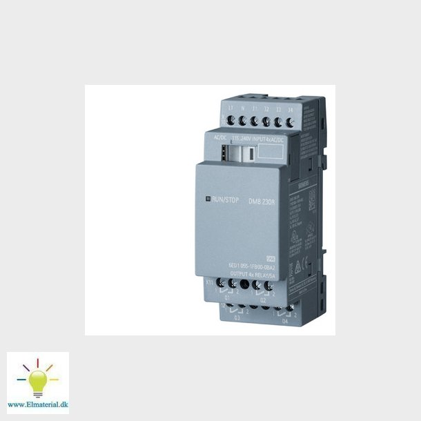 LOGO! DM8 230R, udvidelsesmodul, PU/I/O: 230V/230V/rel, 2TE, 4 DI/4