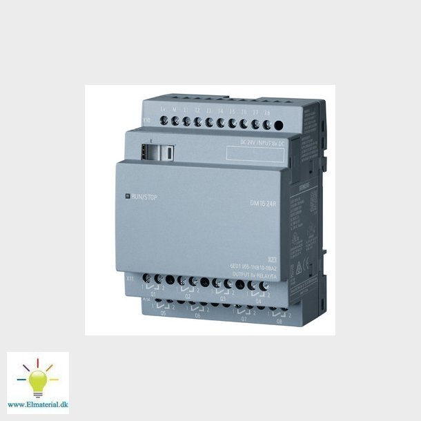 LOGO! DM16 24R, udvidelsesmodul, PU/I/O: 24V DC/24V DC/rel, 8 DI/8 DO