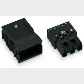 Hanstik med aflastningshus 3-polet, sort