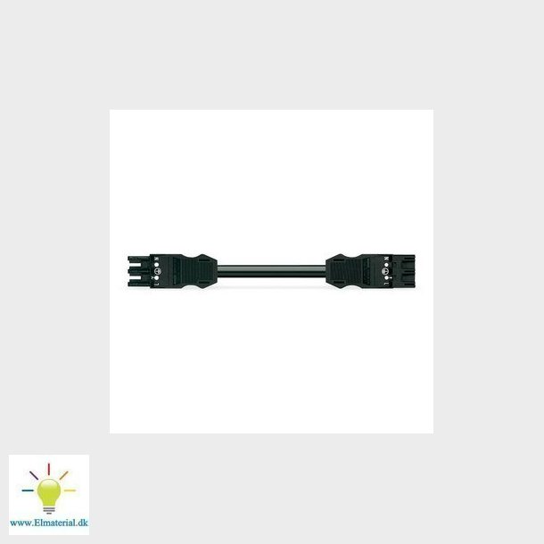 Mellemkabel 6M  PVC Eca hun/han 3-polet, sort