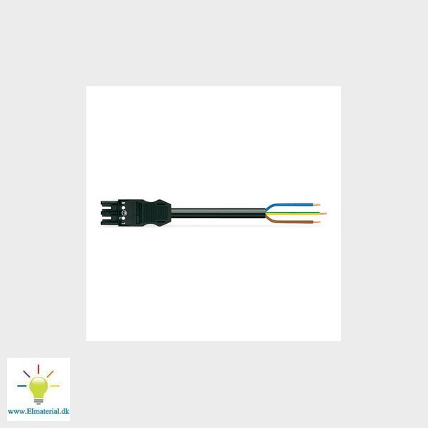 Tilslutningskabel 2M PVC Eca hun/fri 3-polet, sort