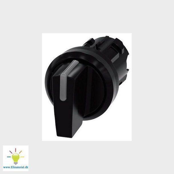 Belyst drejeafbryder, 22 mm, rund, plastik, sort, drejeafbryder kort, 3 afbryder positioner I>O<II, 
