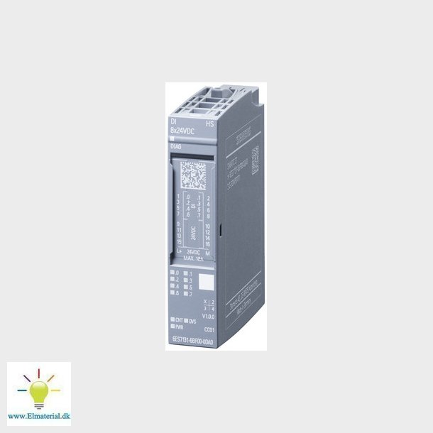 SIMATIC ET 200SP, Digital input modul, DI 8X24VDC high speed, Pakkeenhed = 1 stk
