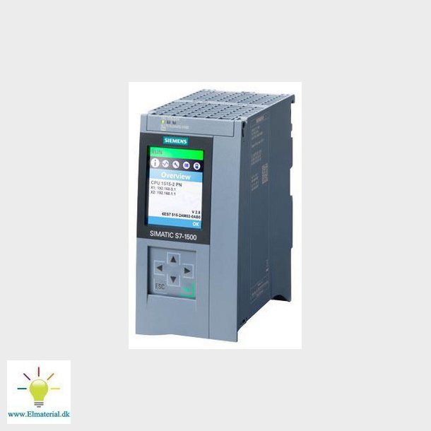SIMATIC S7-1500, CPU 1515-2 PN, central processer en med500 KB work memory for program og 3 MB for d