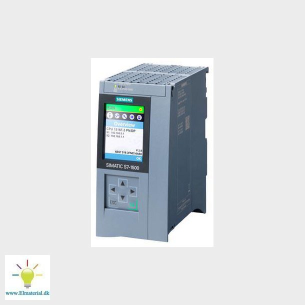 SIMATIC S7-1500F, CPU 1516F-3 PN/DP, central processer en med1.5 MB work memory for program og 5 MB 