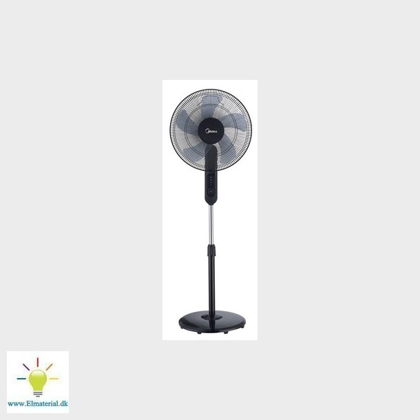 Gulvventilator med LED display 55W 4 hastigheder og fjernbetjening sort