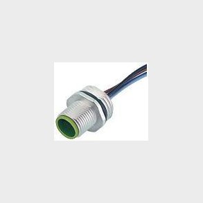 Flangestik M12 han 4-polet A-kodet frontmonteret 4x0,34mm2 ledninger PP 0,2 meter