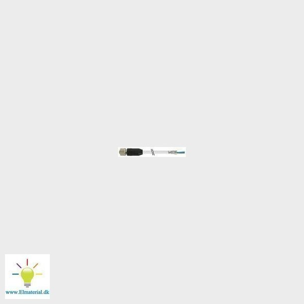 Fler-/sensorkabel M12 hun lige 4-polet A-kodet med kabel 4x0,34mm2 skrmet gr PUR/PVC 5 meter