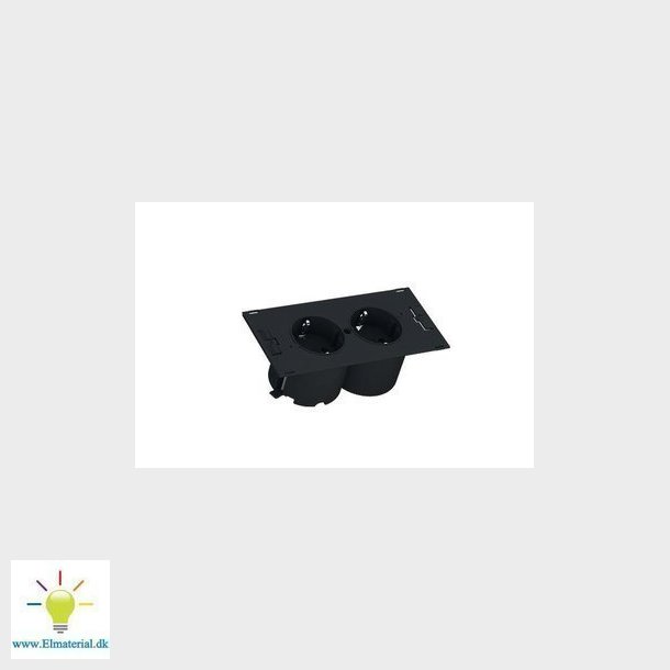 DUE dobbelt el udtag, 2 x Schuko