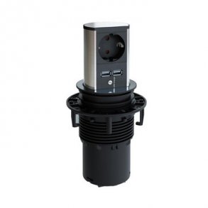 ELEVATOR Pop-up el udtag 2 x USB lader 2,15 A & 1 x Schuko